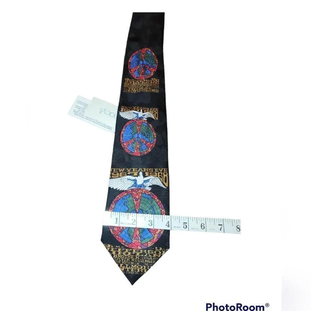 NWT Fillmore Poster Tie White Bird NYE '67-68 Bill Graham #100 100% Silk